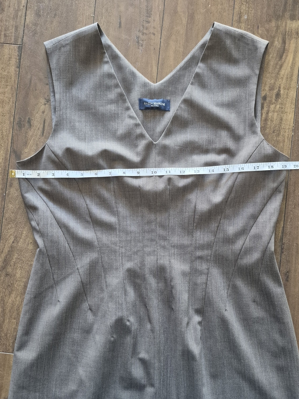 Piazza Sempione Gray Virgin Wool V-Neck Sheath Dress Italy 12 - Picture 6 of 9